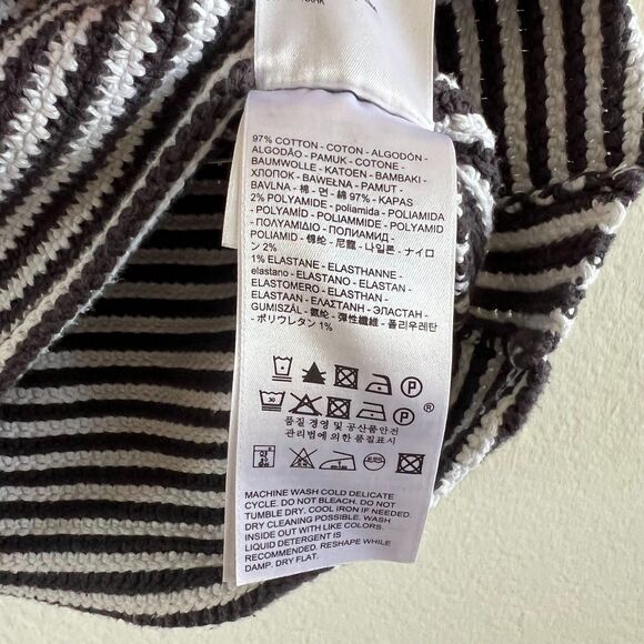 LEVI'S Dark Grey White Striped Crochet Knit Tank Top Womens Small - Picture 5 of 5